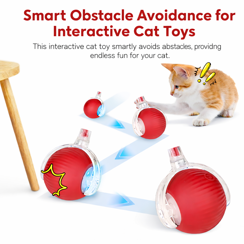 Smart Interactive Pet Toy for Cats & Dogs – Automatic Obstacle-Avoiding Rolling Ball